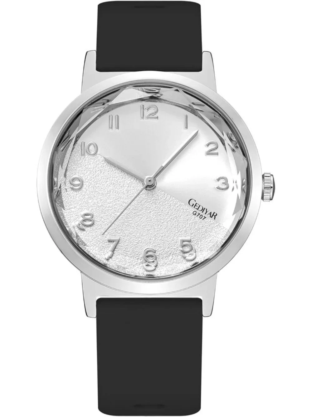 Women's Black Silver Analog Quartz Silicone Timepiece Waterproof Casual Watch